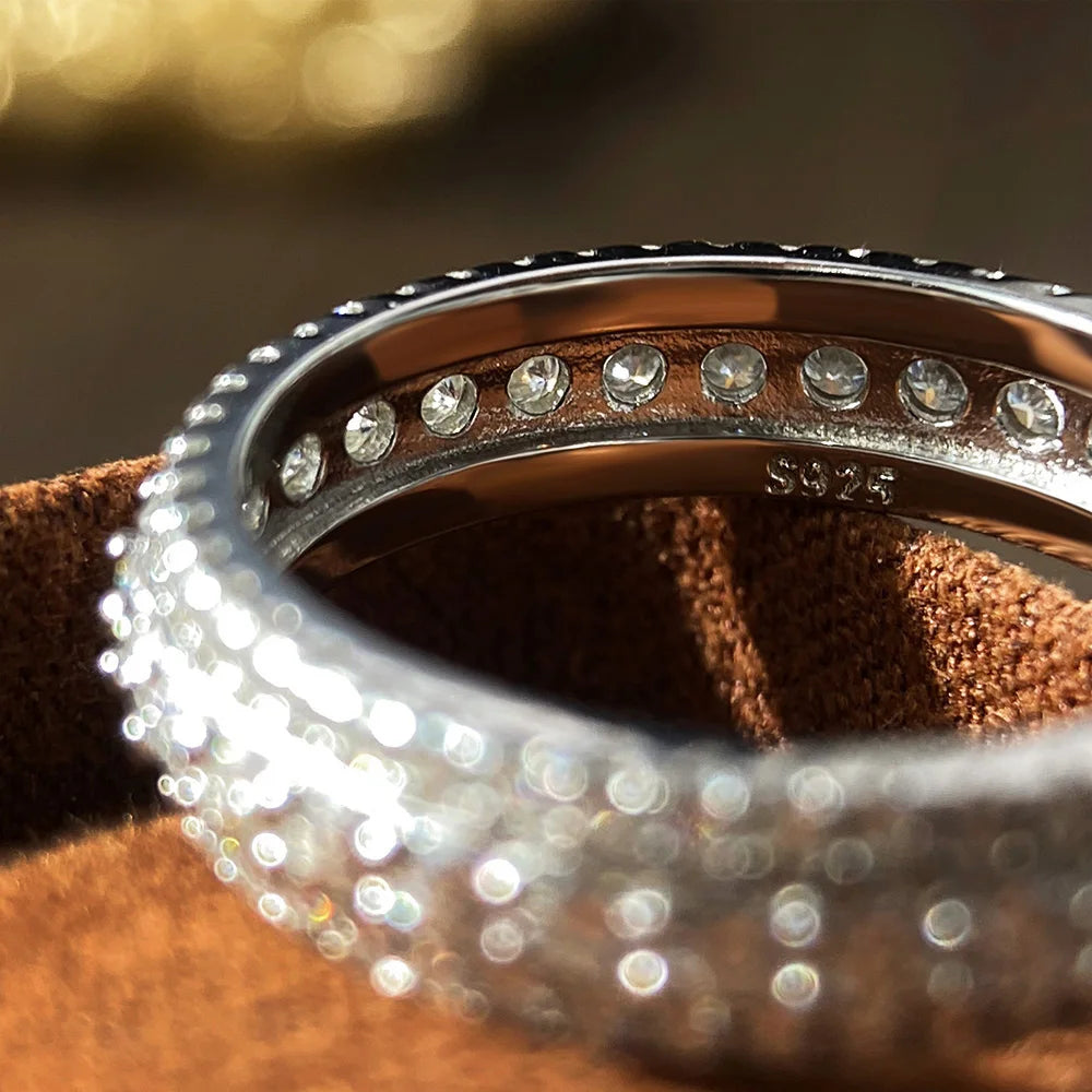 knobspin Moissanite Eternity Band — 18k White Gold Plated Sterling Silver Ring