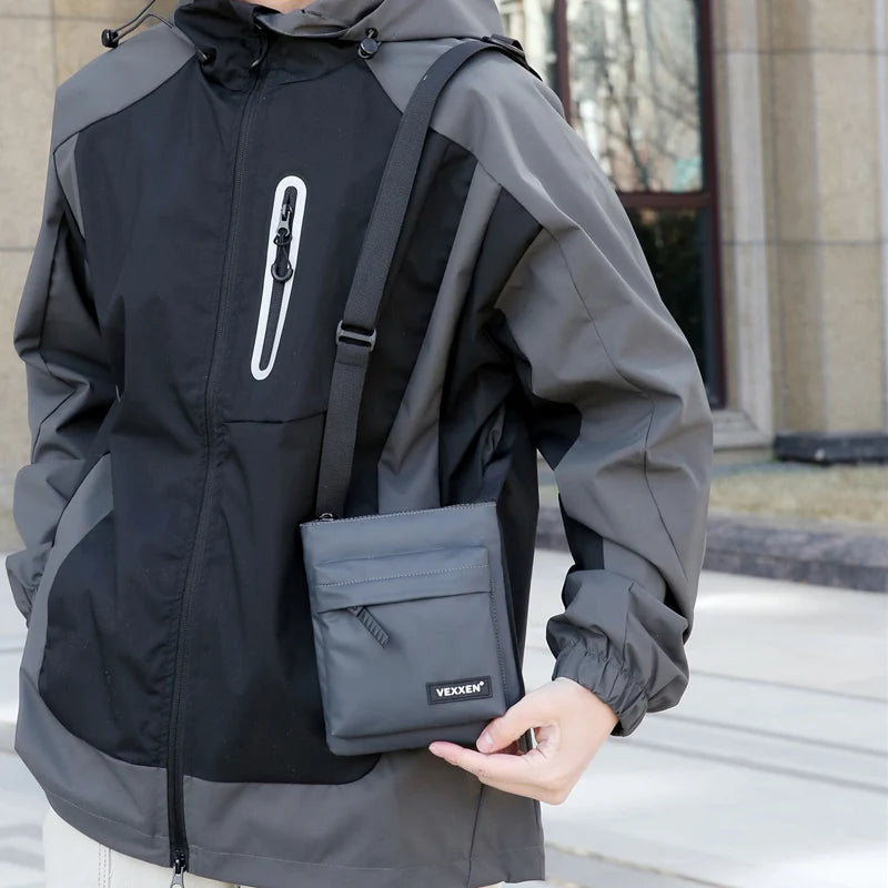Men's PU Leather Messenger Sling Bag — Compact Crossbody Phone Pouch