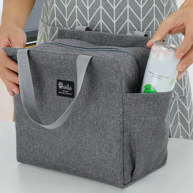 Insulated Lunch Tote — Portable Meal Storage with Side Pockets