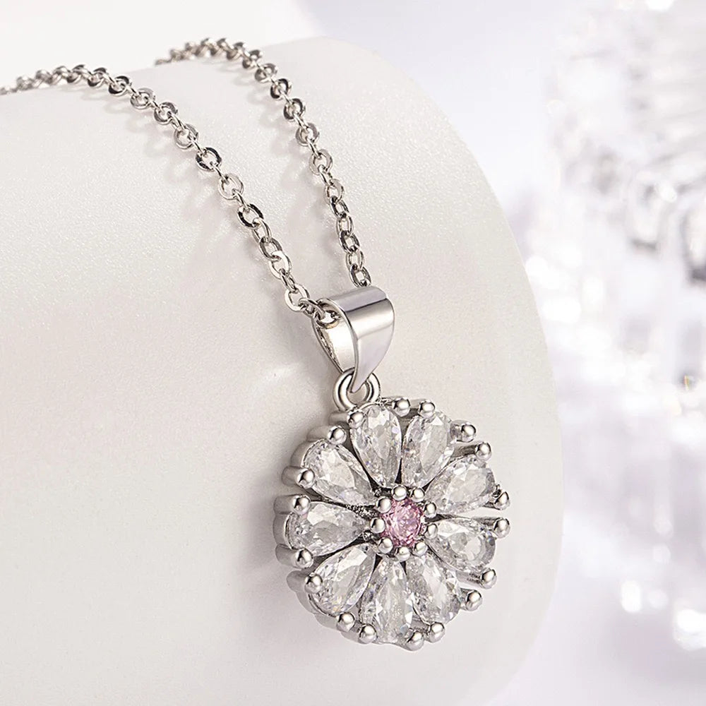 925 Sterling Silver Sunflower Zircon Jewelry Set — Elegant Wedding Gift