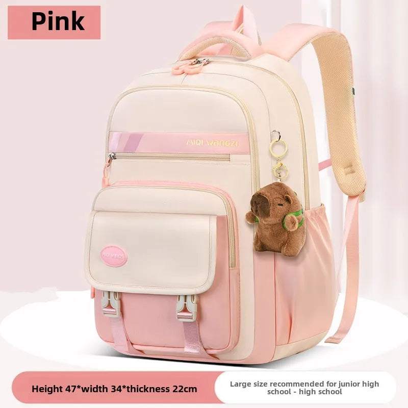 Kawaii Kids School Backpack — Waterproof Nylon Schoolbag with Cute Pendant