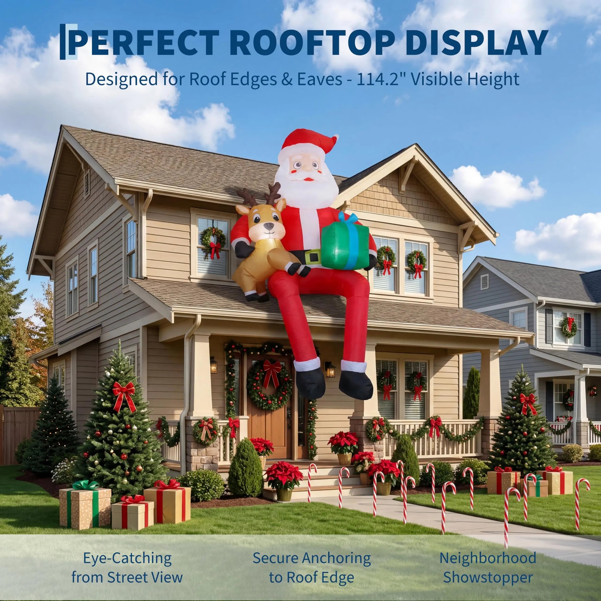 9.5ft Inflatable Sitting Santa Claus — Outdoor Holiday Yard Decor with LED Lights