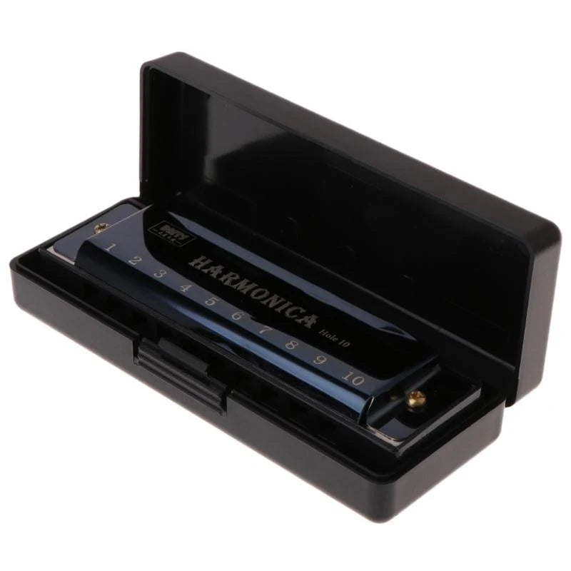 10 Hole Diatonic Harmonica — Beginner Musical Instrument with Case