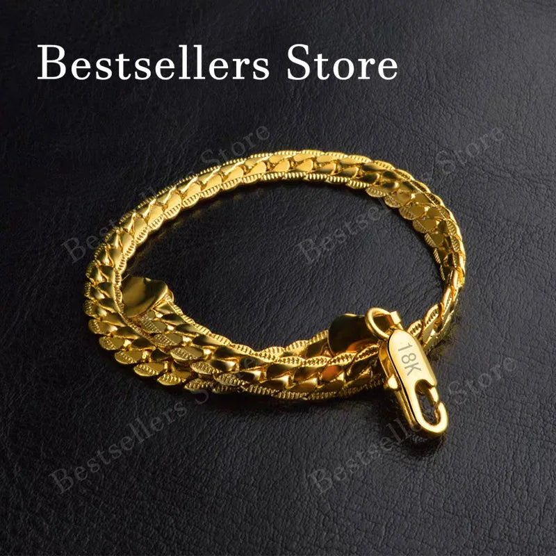 Sterling Silver & 18K Gold Embossed Bracelet — Geometric Classic Style