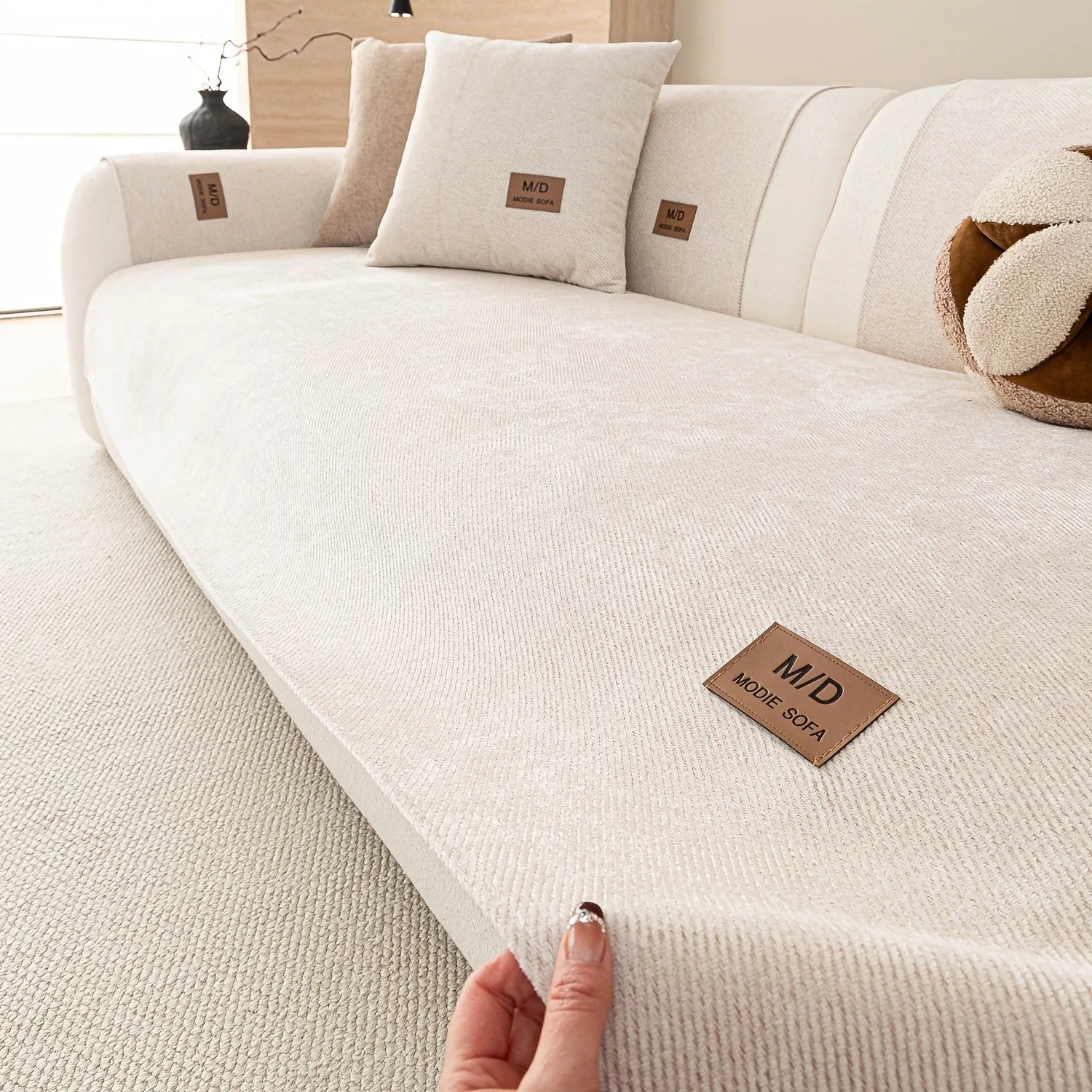 Chenille Twill Sofa Cover — Non-Slip Pet-Friendly Couch Protector