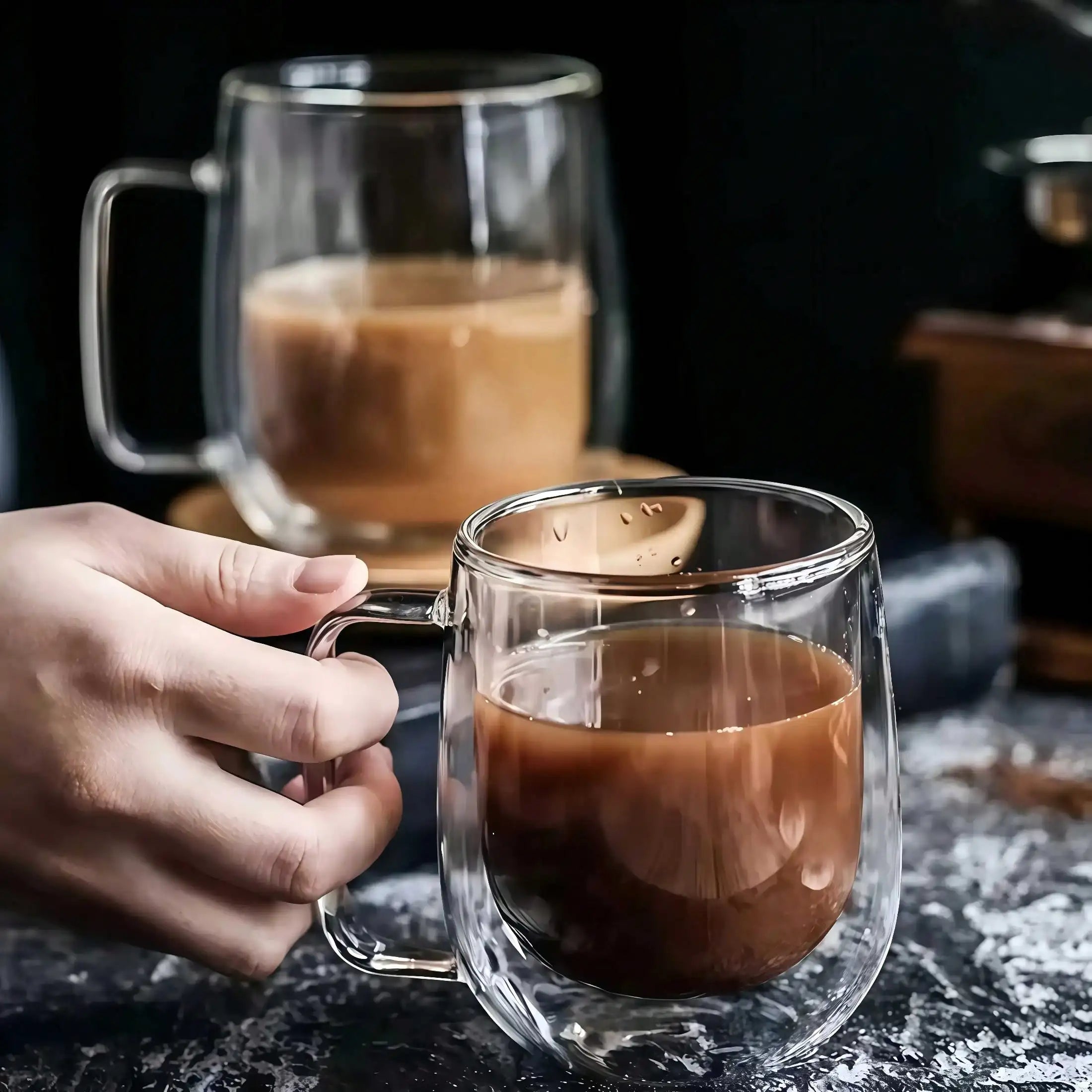 Double Walled Glass Coffee Cup Set — Insulated Transparent Drinkware, 4-Piece