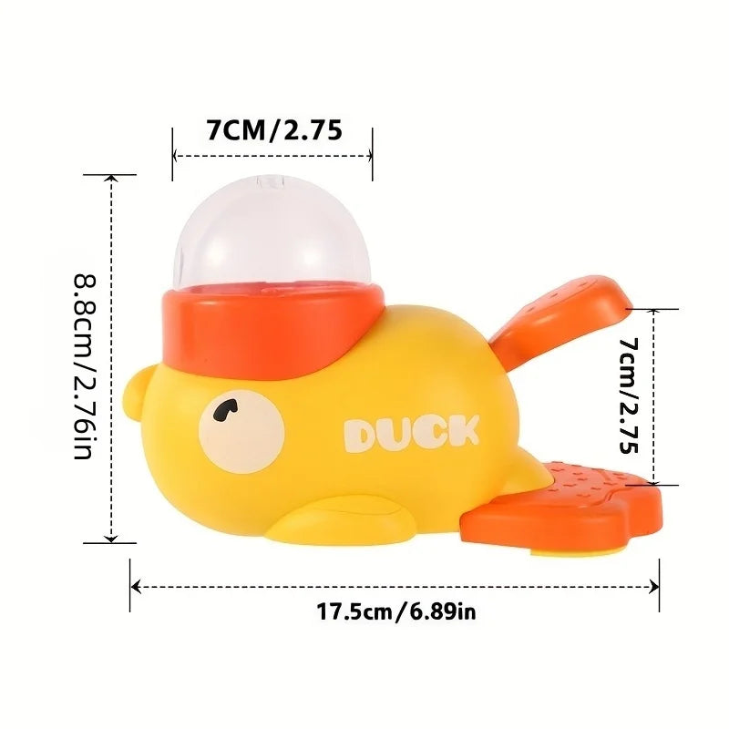 Interactive Duck Design Cat Feeder — Manual Food Dispenser Toy