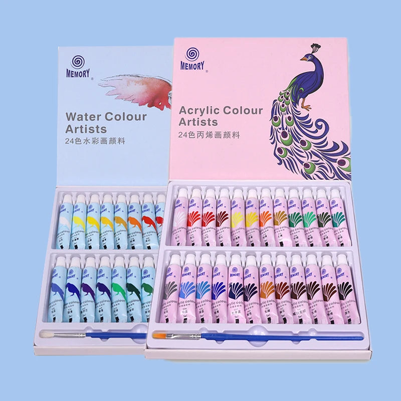 Acrylic and Watercolor Paint Set — Vibrant Pigment Kit for Students