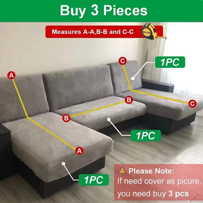 Velvet Stretch Sofa Cover — Protective Slipcover for 1-4 Seater Couches