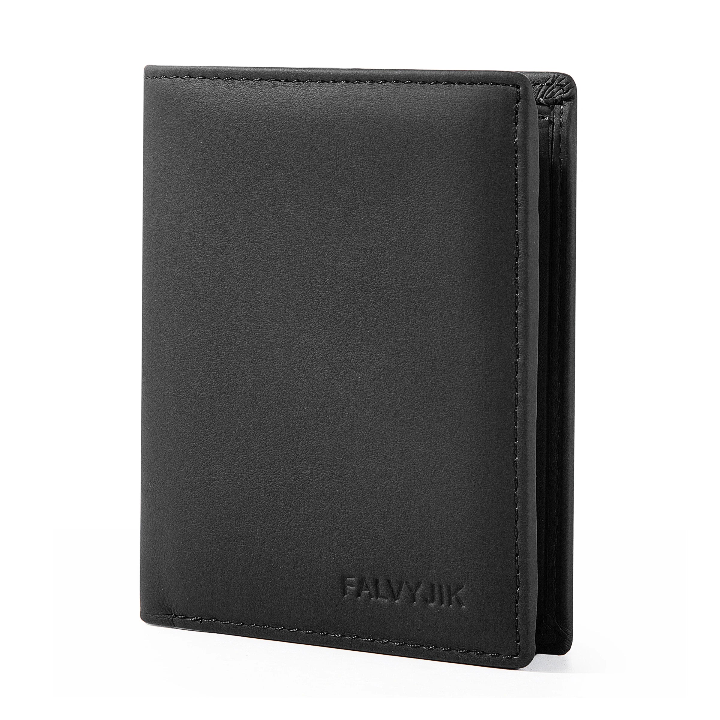 Men's Genuine Cow Leather Wallet — Vertical RFID Anti-Theft Business Purse