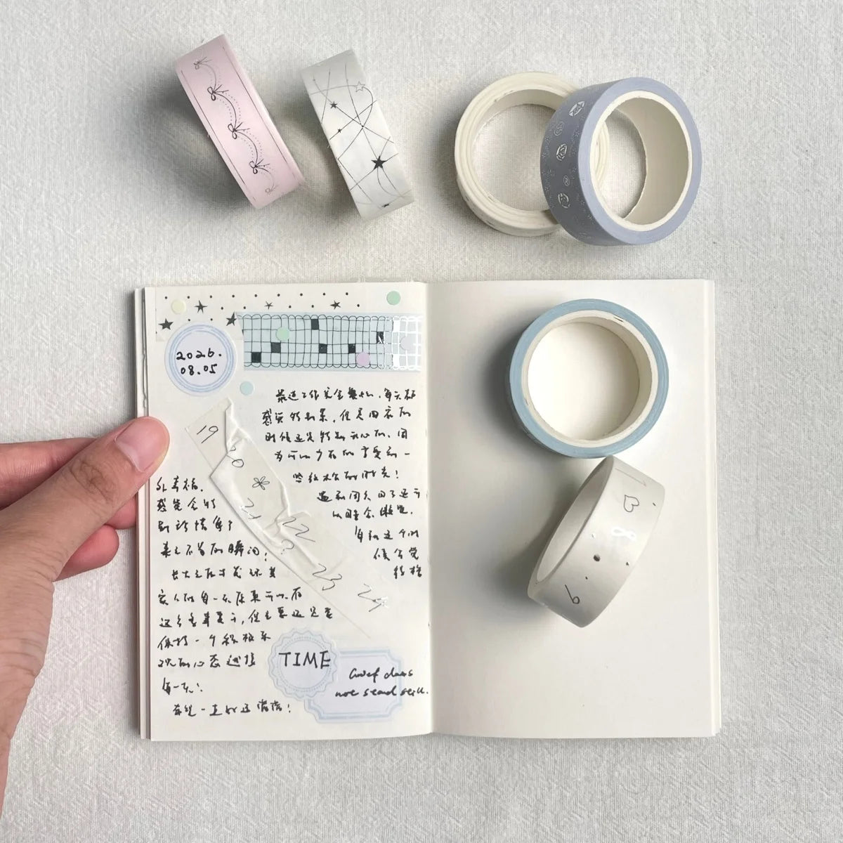 Holographic Silver Washi Tape Set — Decorative Masking Tape for Scrapbooking