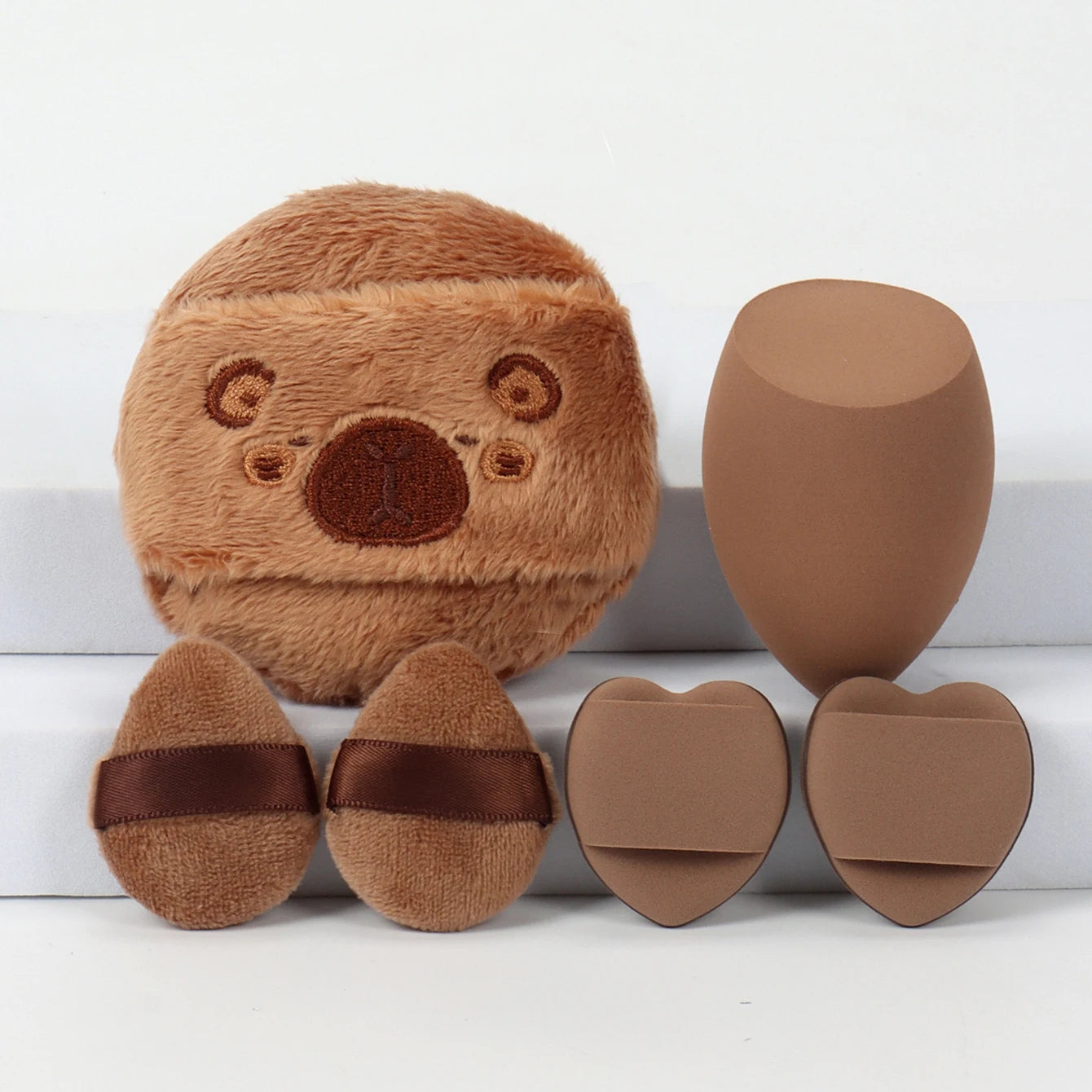 Embroidered Loose Powder Puffs — 6-Piece Set for Wet or Dry Application
