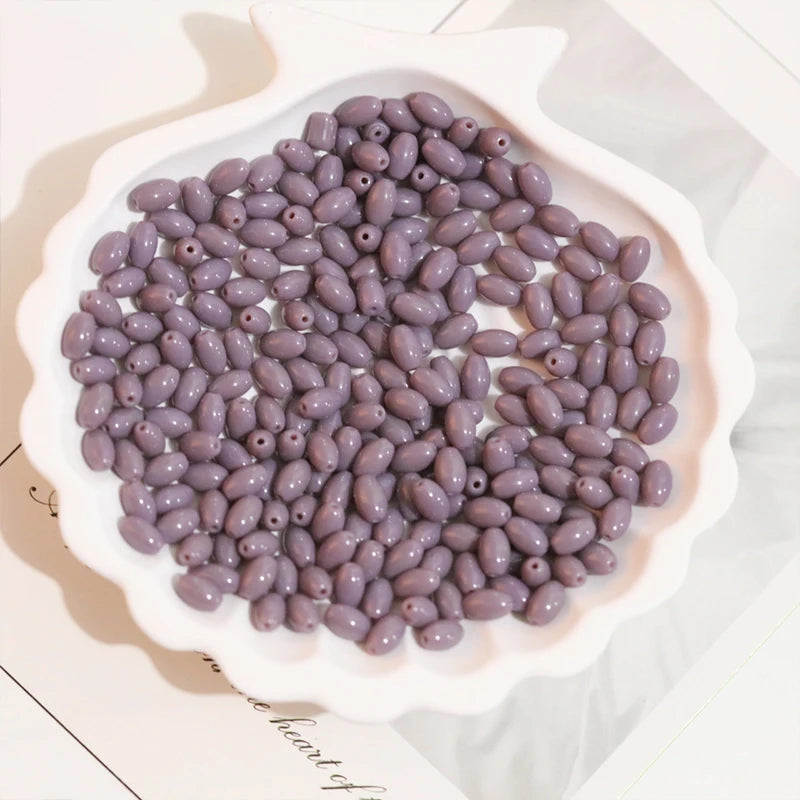 Oval Glass Rice Spacer Beads — Solid Color Jewelry Making Supplies