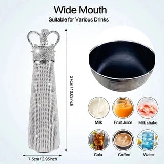Rhinestone Insulated Water Bottle — Bling Aesthetic Stainless Steel Flask