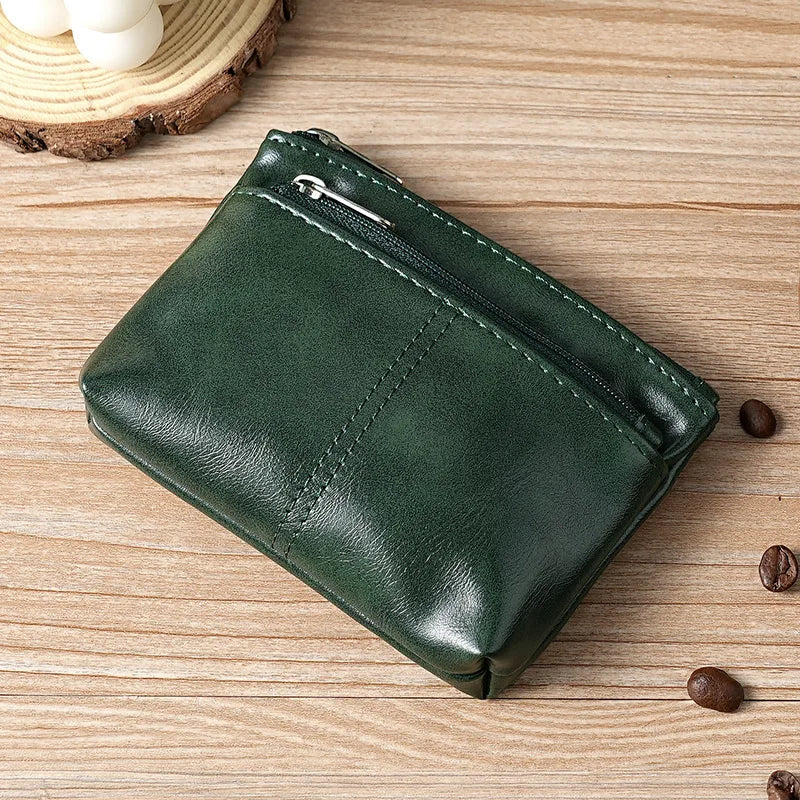 eTya Leather Coin Purse — Compact Zipper Wallet for Men and Women
