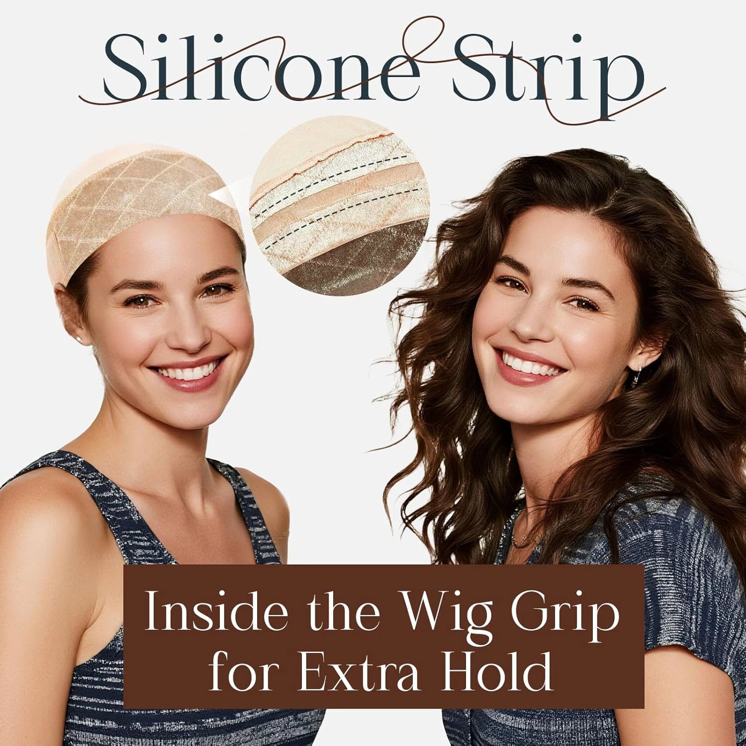 Non-Slip Wig Grip Cap — 2-in-1 Silicone Strip Hairnet for Secure Hold