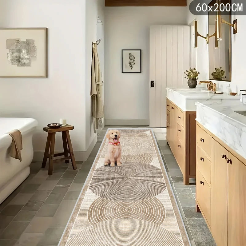 VIKAMA Geometric Textured Rug — Non-Slip Stain-Resistant Floor Mat