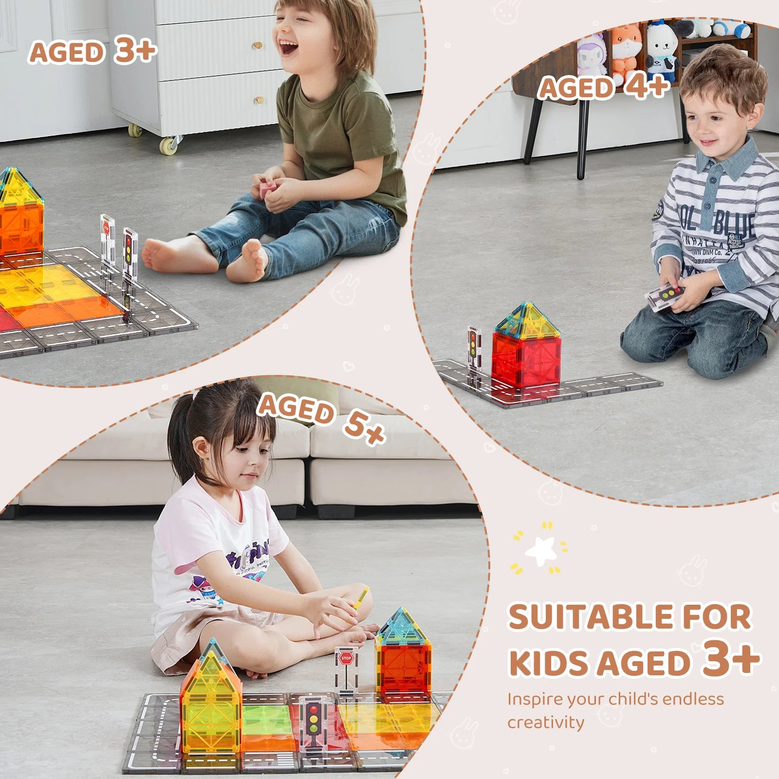 SucceBuy Magnetic Tiles Building Set — 56 PCS STEM Educational Construction Toy