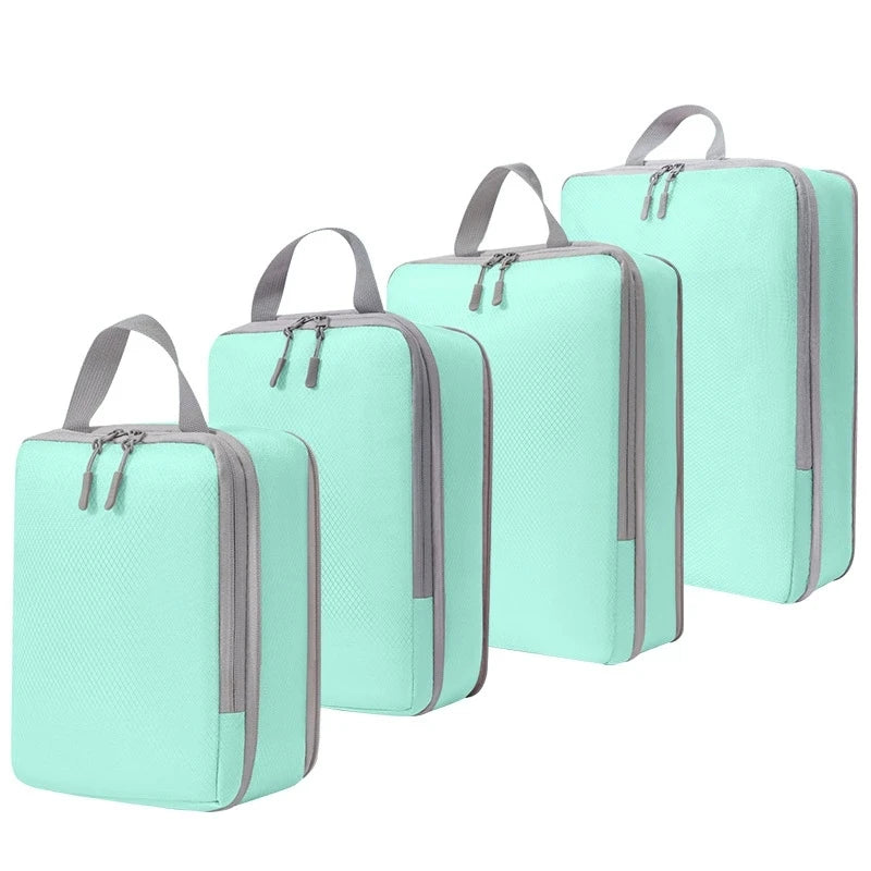 Compression Packing Cubes — Space-Saving Travel Organizers, Waterproof Nylon