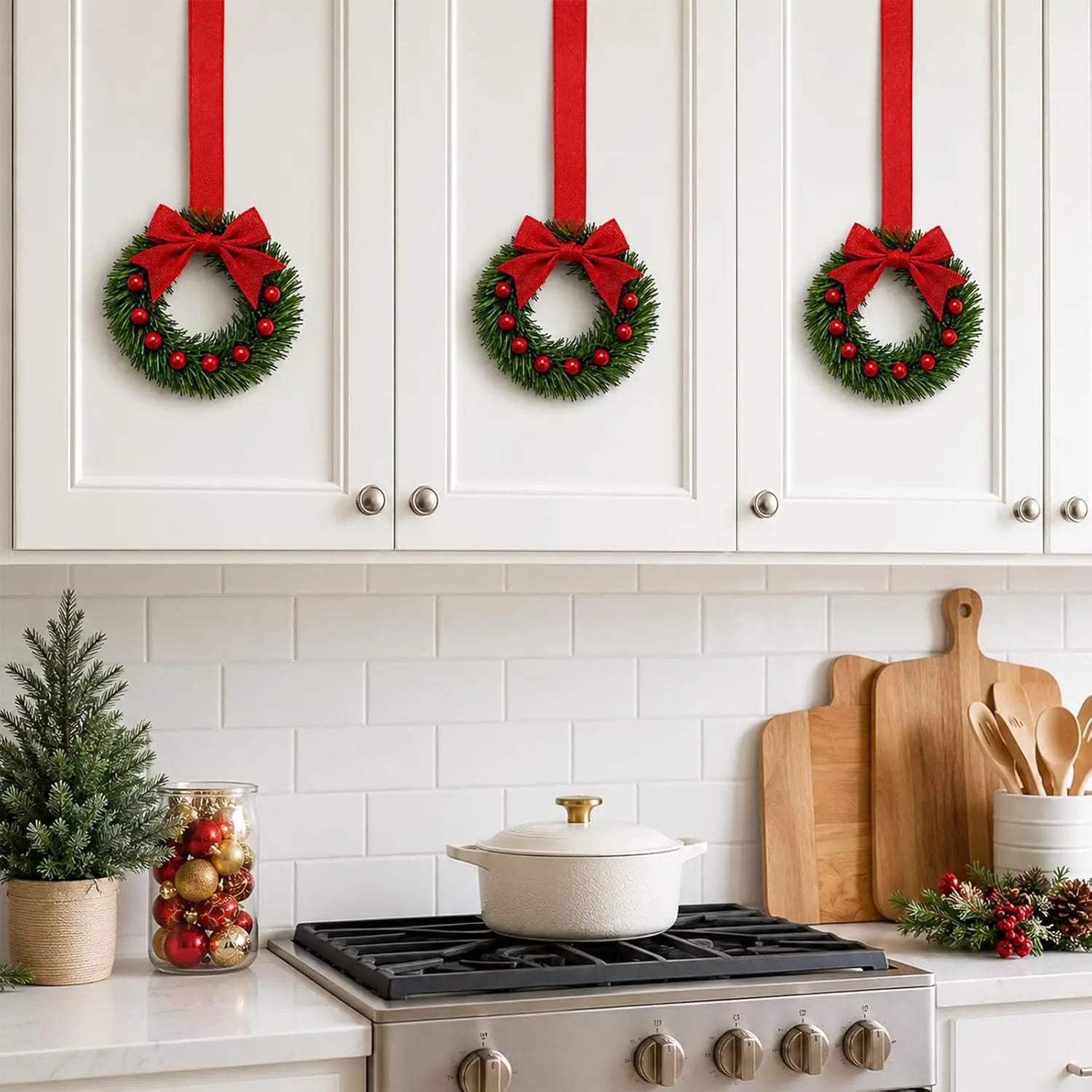 12-Piece Mini Christmas Wreath Set — Small Hanging Holiday Decor for Home and Office