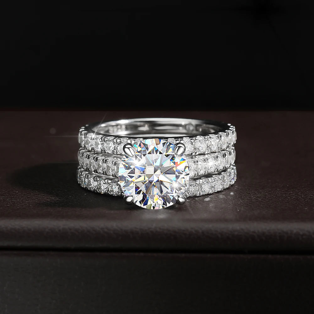 knobspin Moissanite Bridal Ring Set — Sparkling VVS1 D Color Eternity Band