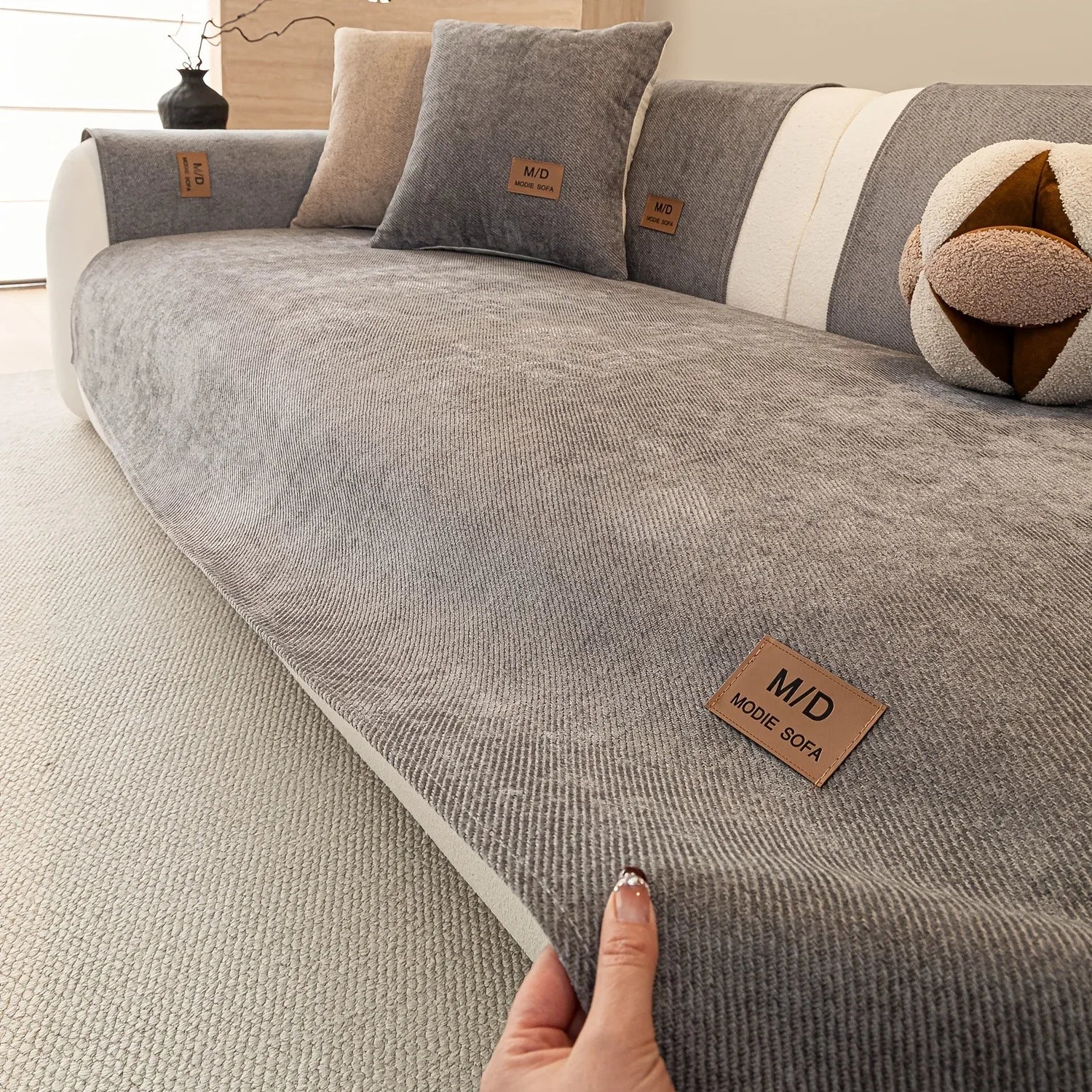 Chenille Twill Sofa Cover — Non-Slip Pet-Friendly Couch Protector