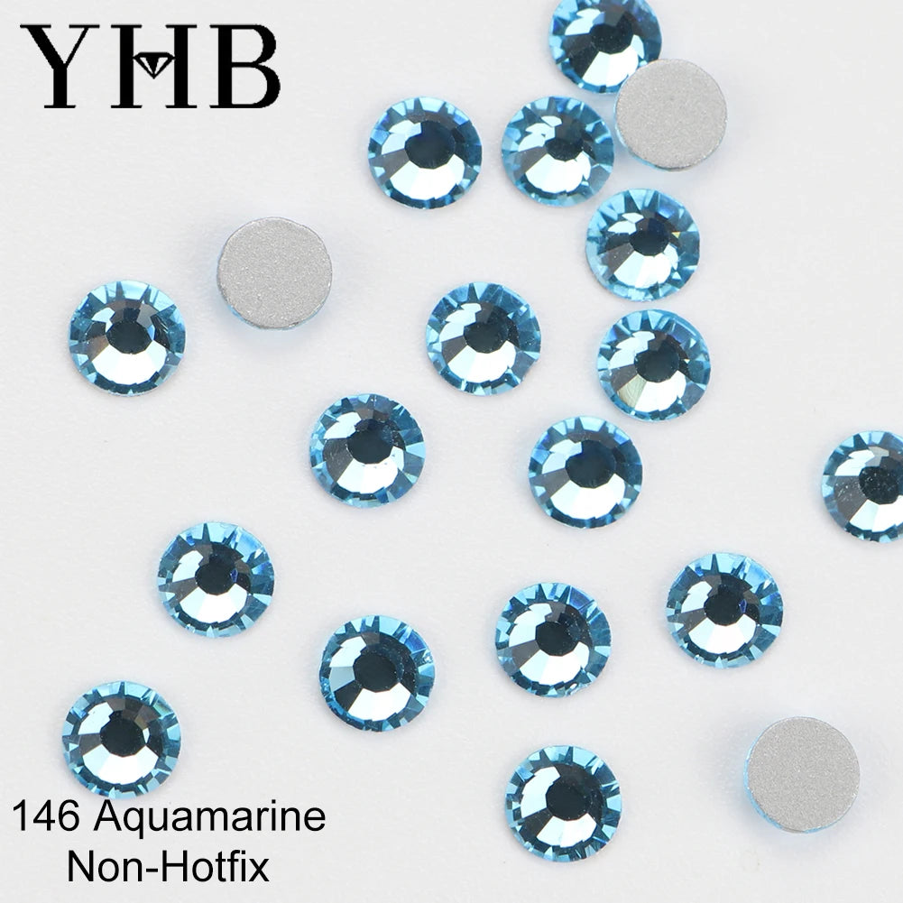 YHB Crystal Flat Back Rhinestones — Glitter Gemstones for Nails and Fabric