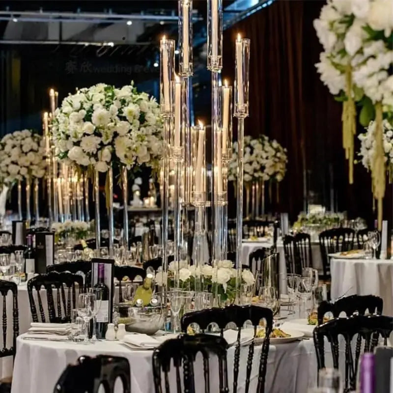 VINCIGANT Clear Acrylic 8-Arm Candelabra — Elegant Table Centerpiece for Events
