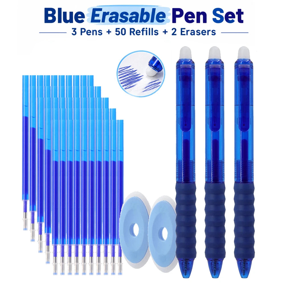MROOFUL Erasable Gel Pen Set — Smooth Writing with 50 Ink Refills