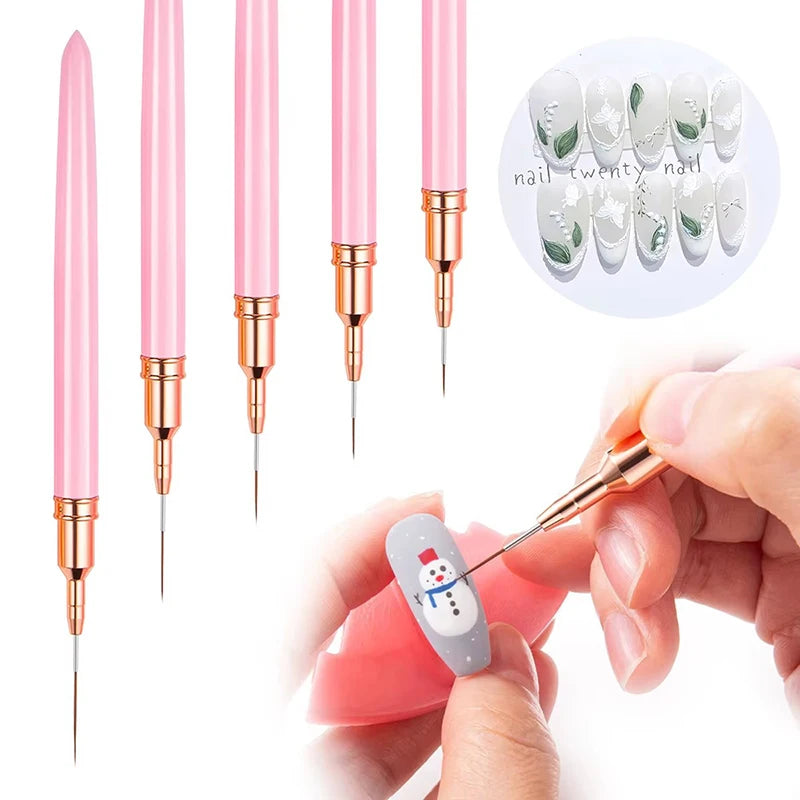 5-Piece Nail Art Liner Brush Set — Professional Detail Painting Kit