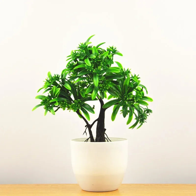 merylover Artificial Bonsai Tree — Potted Green Plant Decor for Home and Office