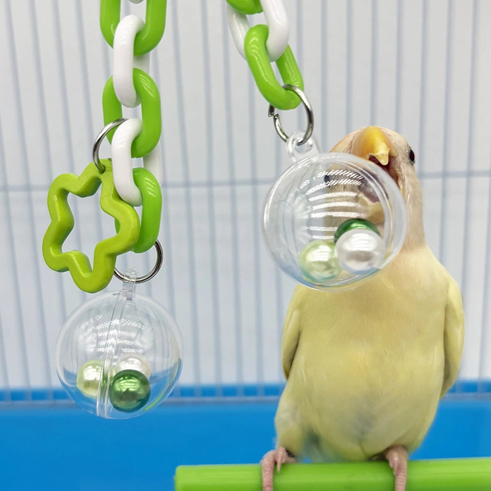 Colorful Bead Hanging Bird Toy — Interactive Climbing & Chewing Accessory