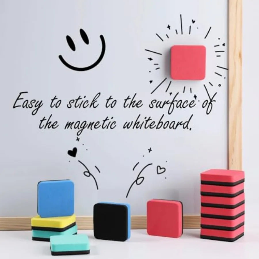 Magnetic Whiteboard Dry Erase Erasers — Multi-Color Set for Office and Classroom