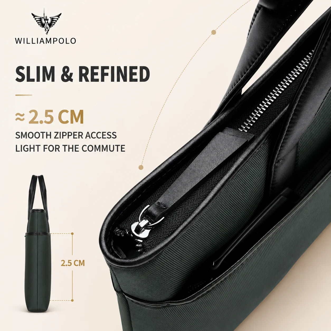 WilliamPAUL Men's Leather Business Briefcase — Professional Laptop Bag for Office and Travel