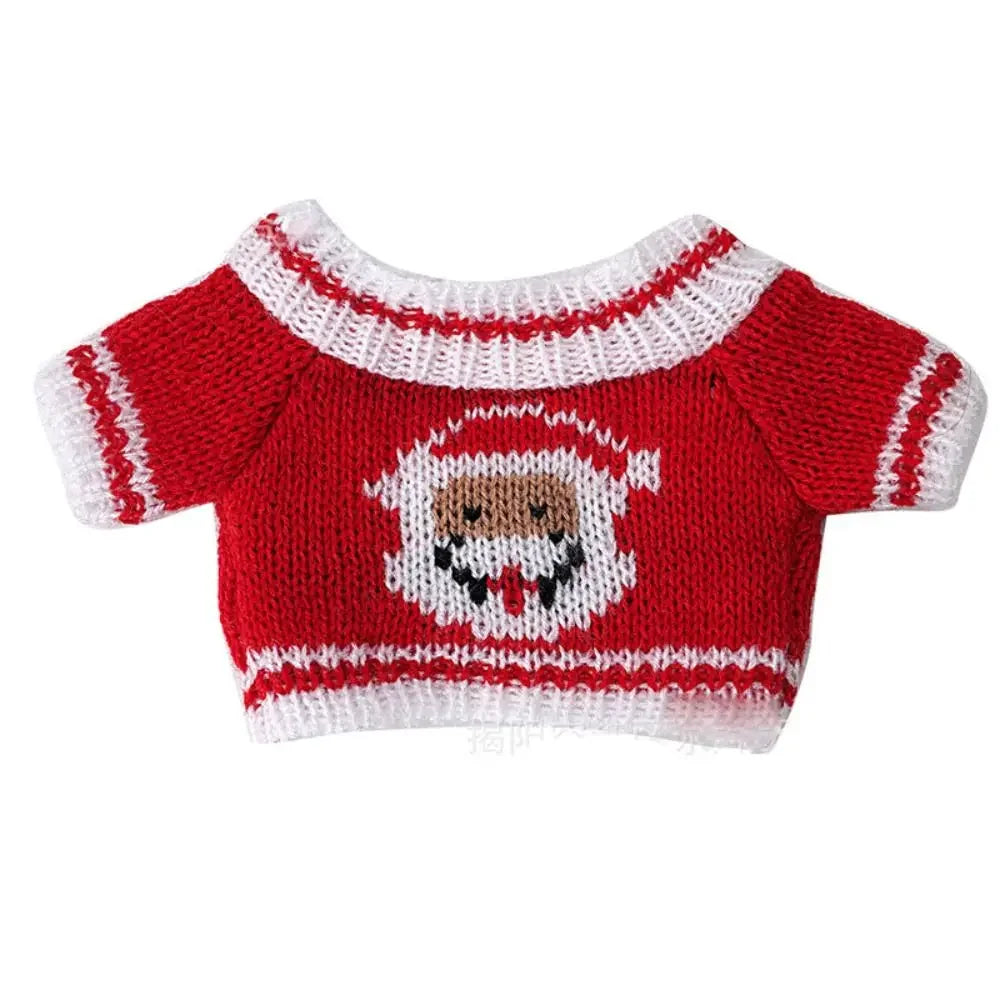 Knitted Doll Sweater — Warm Santa Claus Style Outfit for 20cm Plush Toys
