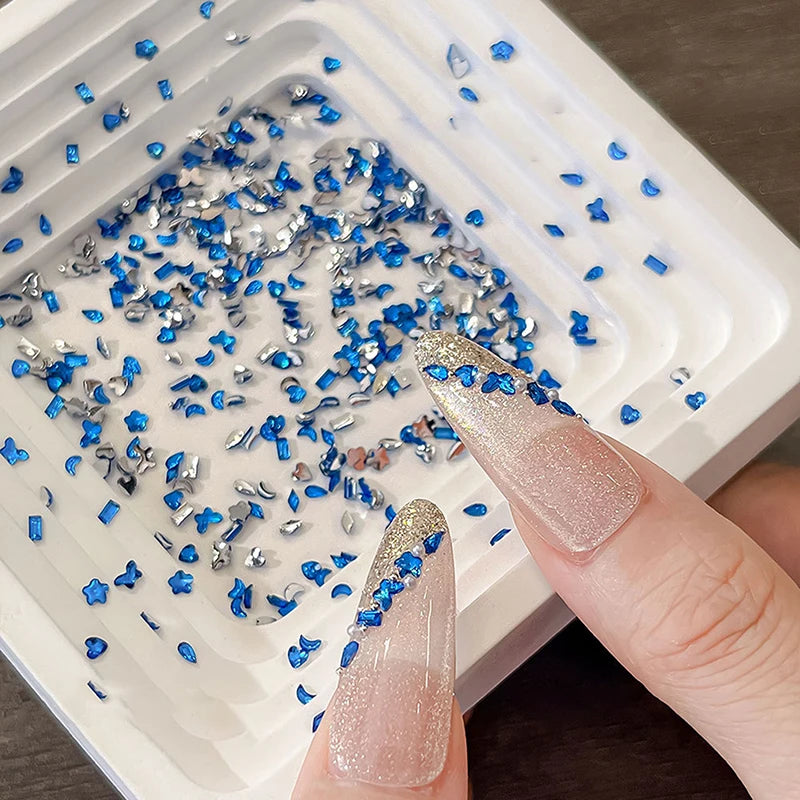 KQDSP Rhinestone Nail Charms — Multi-Shape Shiny Flat Back Gems