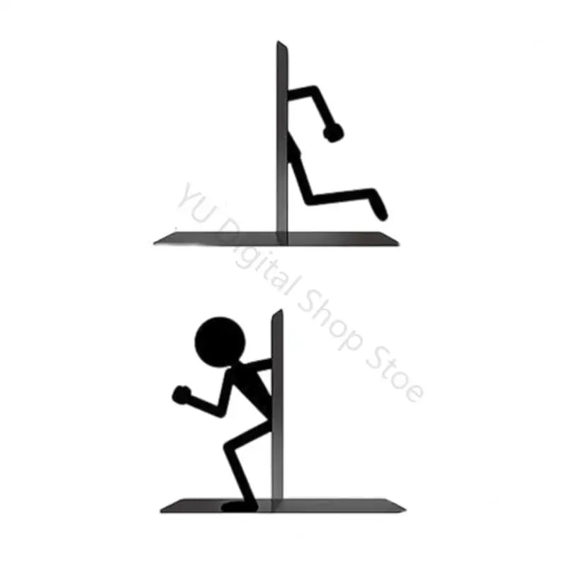 Metal Decorative Bookend Set — Playful Figure Design for Desk and Shelves