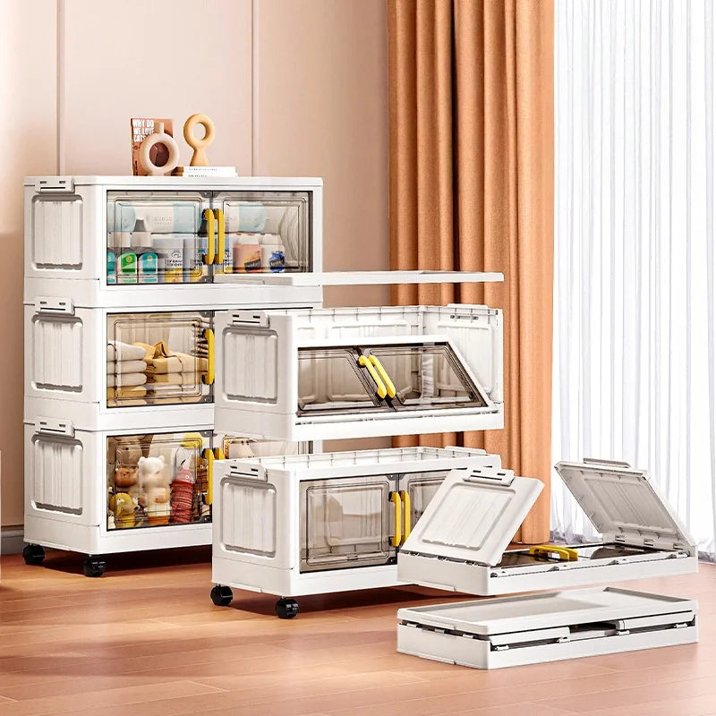 Foldable Double-Door Storage Cabinet — Space-Saving Floor Standing Organizer
