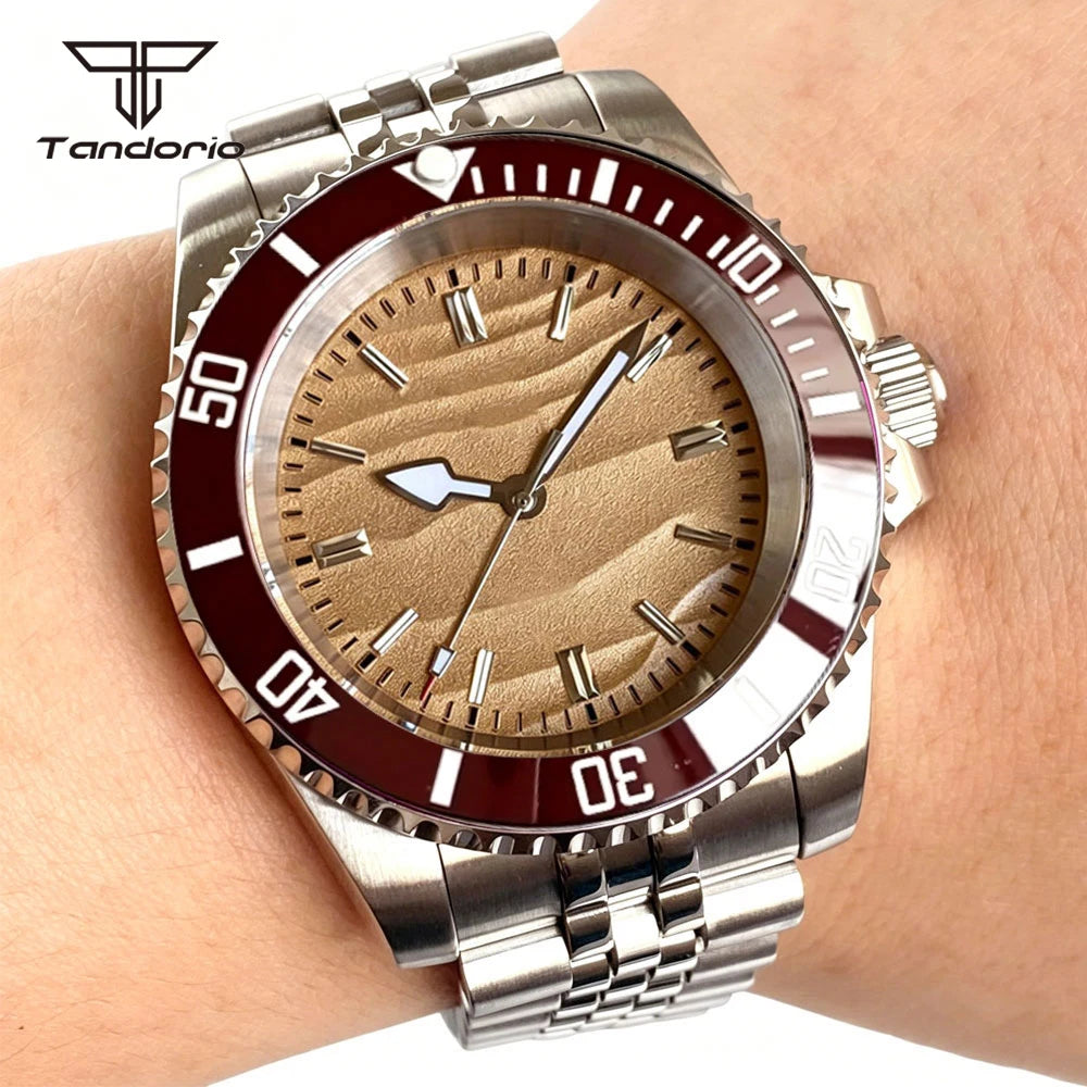 Tandorio Men's Automatic Watch — 40mm Stainless Steel with Sand Dune Dial