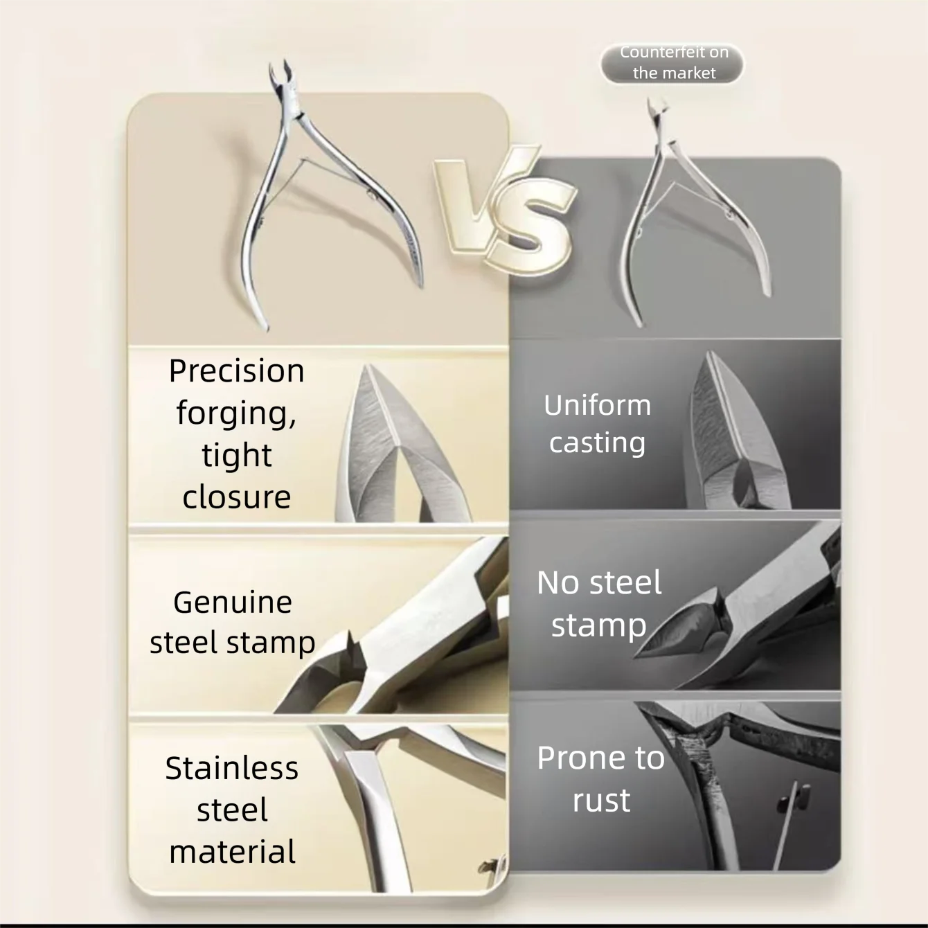 Stainless Steel Cuticle Nipper — Professional Manicure Tool for Dead Skin Removal