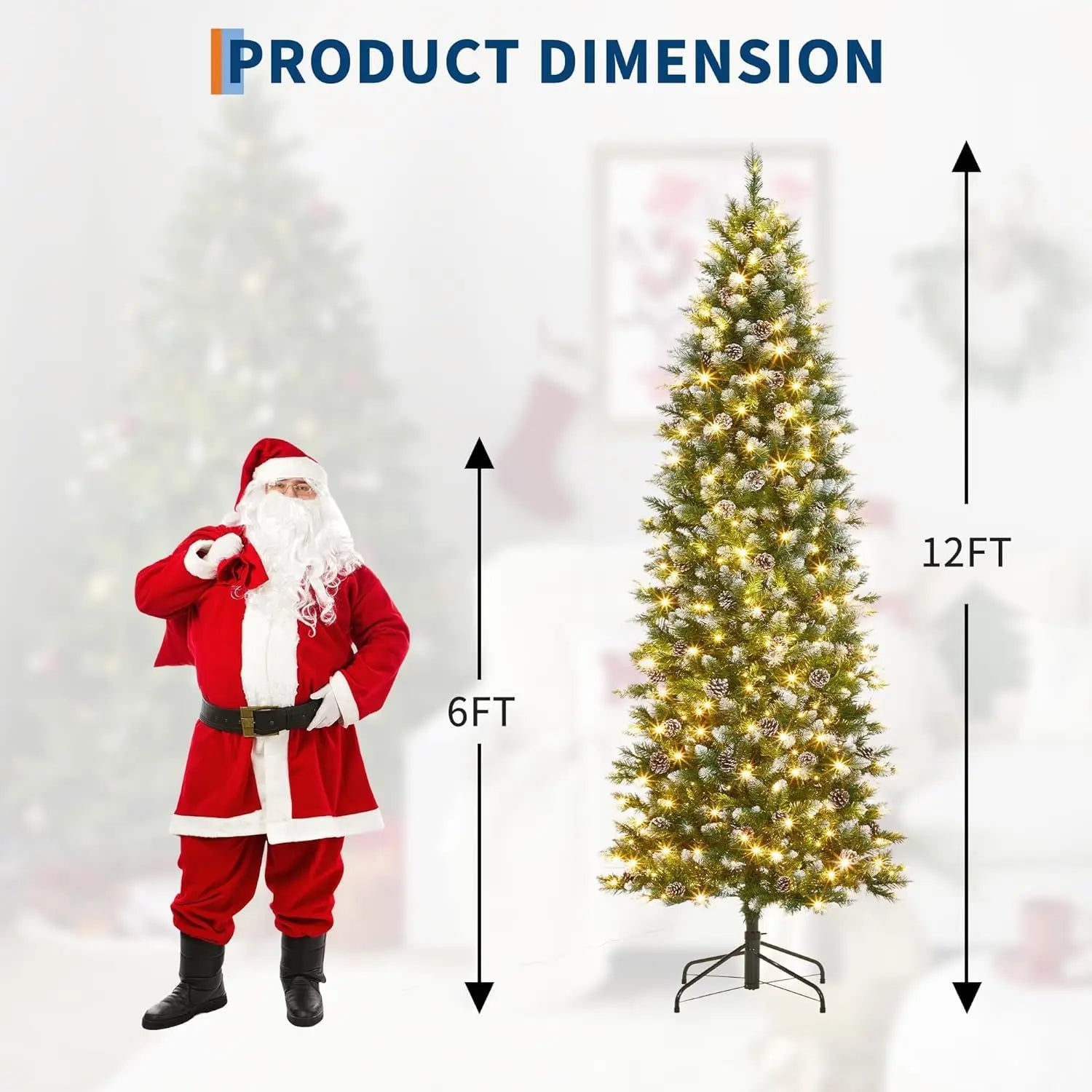 Pre-Lit Slim Pencil Artificial Christmas Tree — Space-Saving Holiday Decor