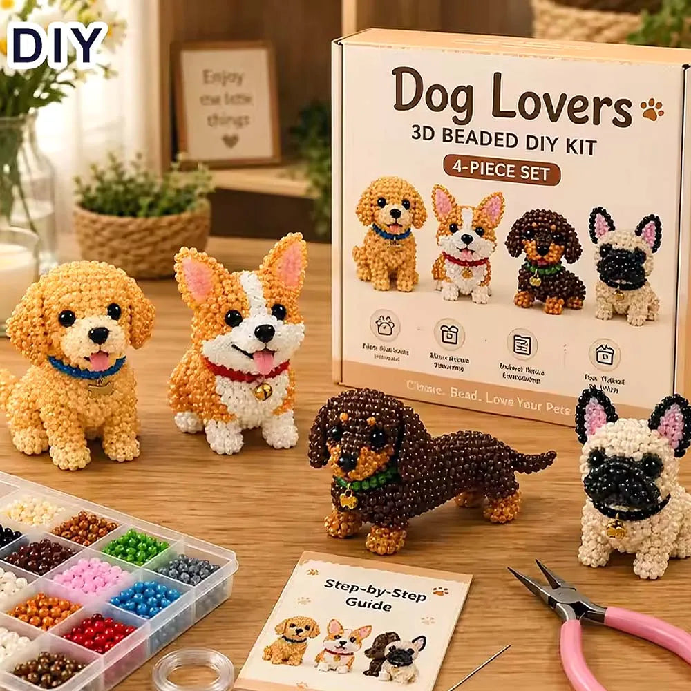 UDOCOOL 3D Beaded Animal Craft Kit — DIY Handmade Miniature Pet Set