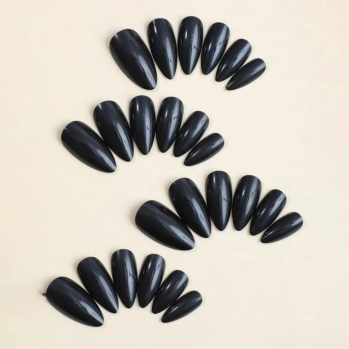 Black Matte Almond Press On Nails — 100 Piece Artificial Nail Set