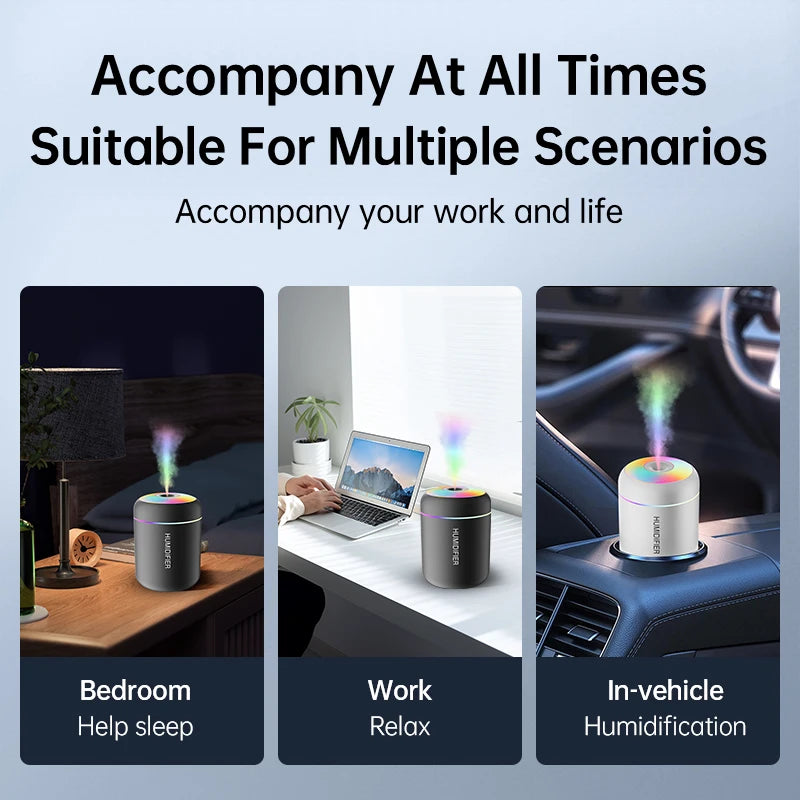 Searide Mini Air Humidifier — USB Electric Aroma Diffuser for Car and Home