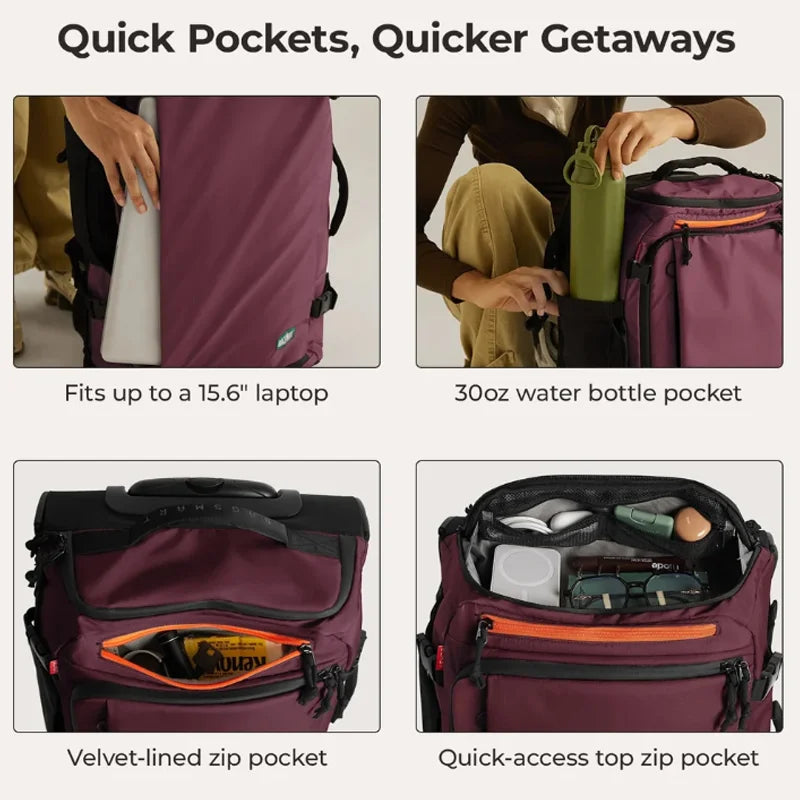 BAGSMART Travel Rolling Luggage — Multifunction 3-in-1 Carry On Backpack