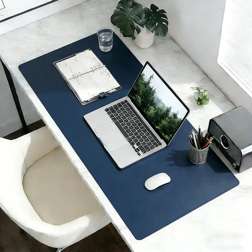 Large Brown Leather Desk Mat — Waterproof Workspace Protector