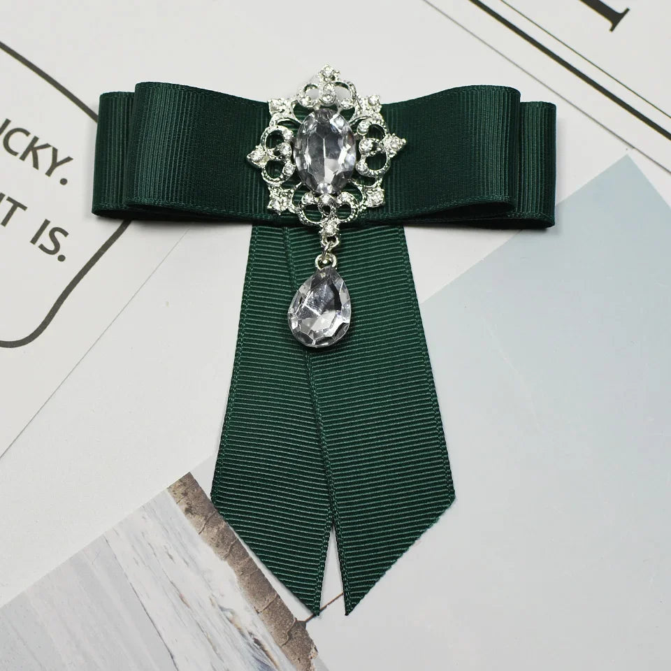 i-Remiel Ribbon Bow Brooch — Elegant Crystal Flower Pin for Women