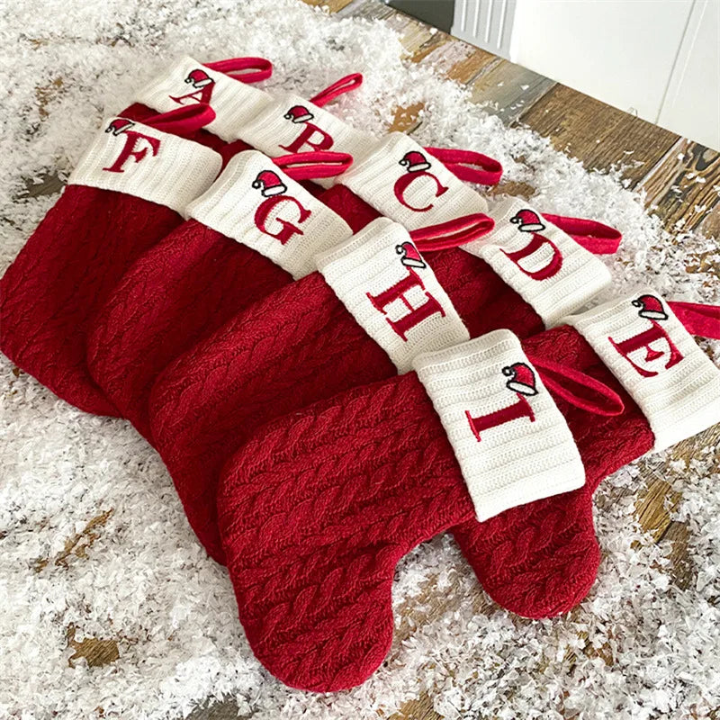 Knitted Snowflake Christmas Stocking — Decorative Holiday Tree Ornament