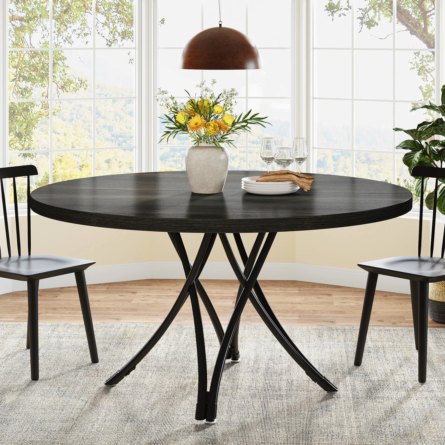 Tribesigns Round Dining Table — 47-Inch Farmhouse Style Kitchen Table