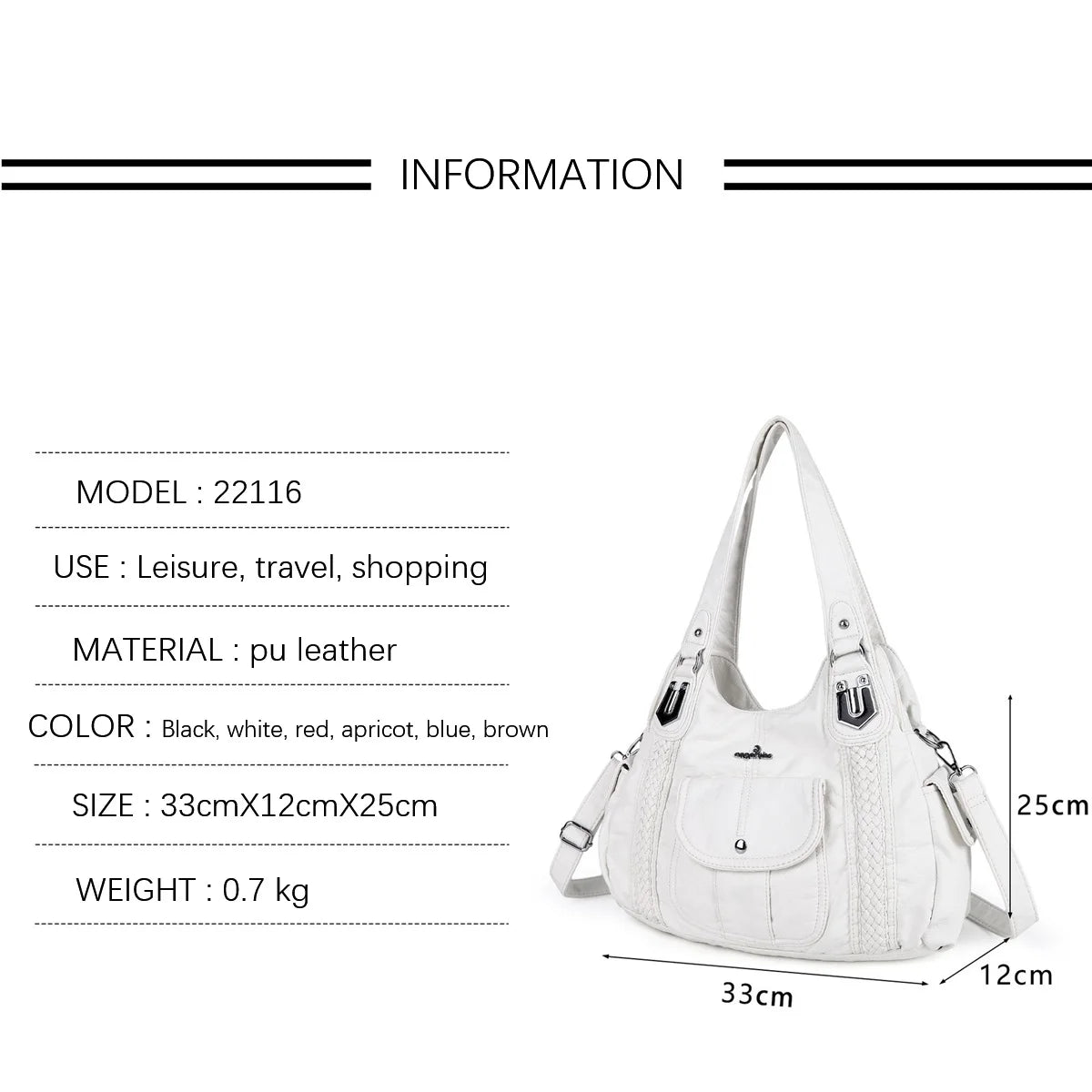 Venn Angel Women's Soft Washed Leather Hobo Bag — Multi-Pocket Shoulder Crossbody